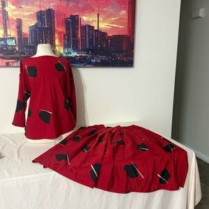 Red and Black Women's Maxi Skirt